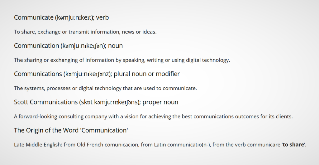 Communications definitions
